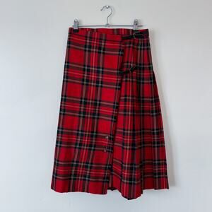 vintage unisex fox creek scottish red tartan plaid kilt sz 26
